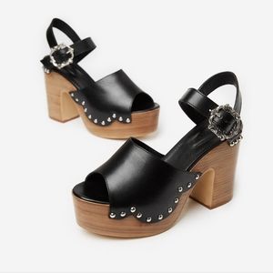 The Kooples Leather and Wood Heels